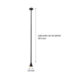 Modern 39 Inch Long Vertical Tube Pendant Light Gold Iron Cone Hanging Lamp for Bedside