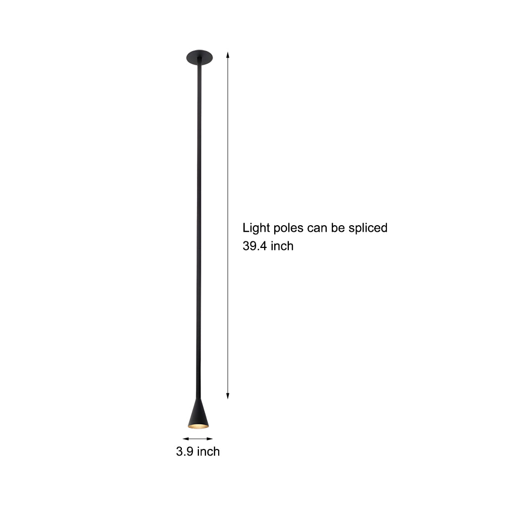 Modern 39 Inch Long Vertical Tube Pendant Light Gold Iron Cone Hanging Lamp for Bedside