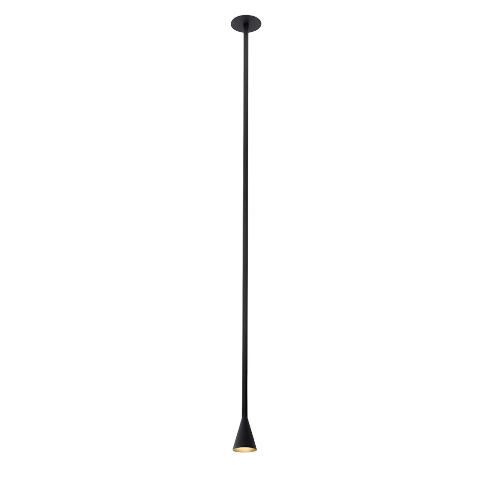 Modern 39 Inch Long Vertical Tube Pendant Light Gold Iron Cone Hanging Lamp for Bedside