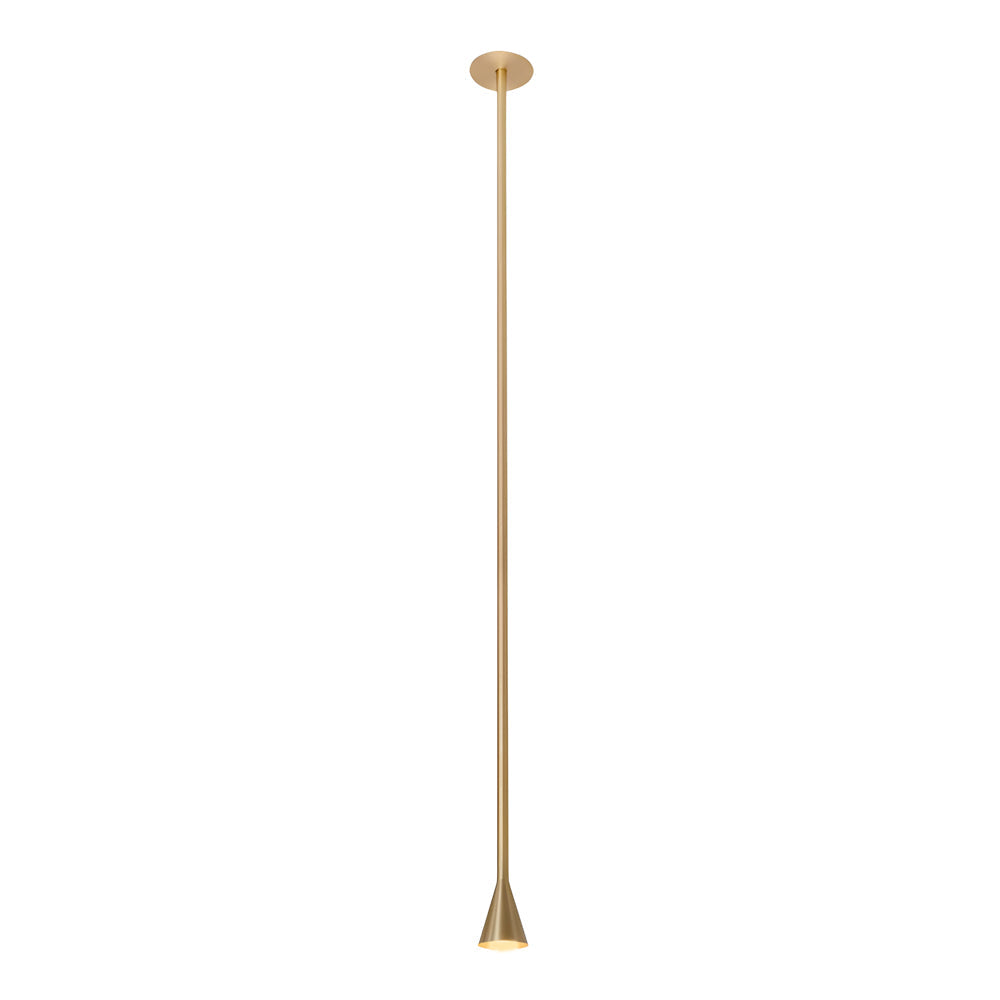 Modern 39 Inch Long Vertical Tube Pendant Light Gold Iron Cone Hanging Lamp for Bedside
