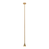 Modern 39 Inch Long Vertical Tube Pendant Light Gold Iron Cone Hanging Lamp for Bedside