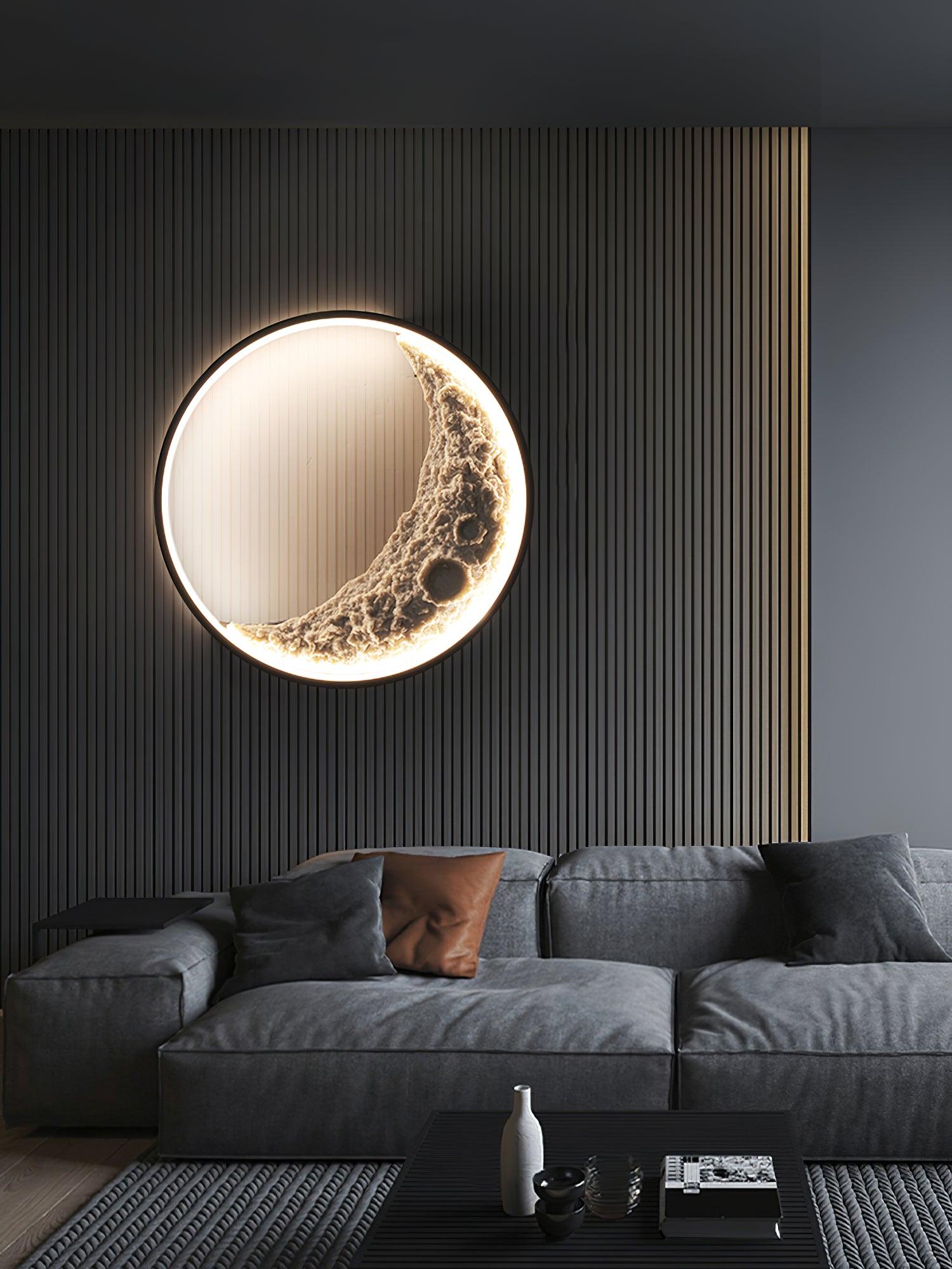 Modern 3D Moon Surface LED Wall Sconce Nordic Crescent Indoor Lighting for Bedroom and Living Room