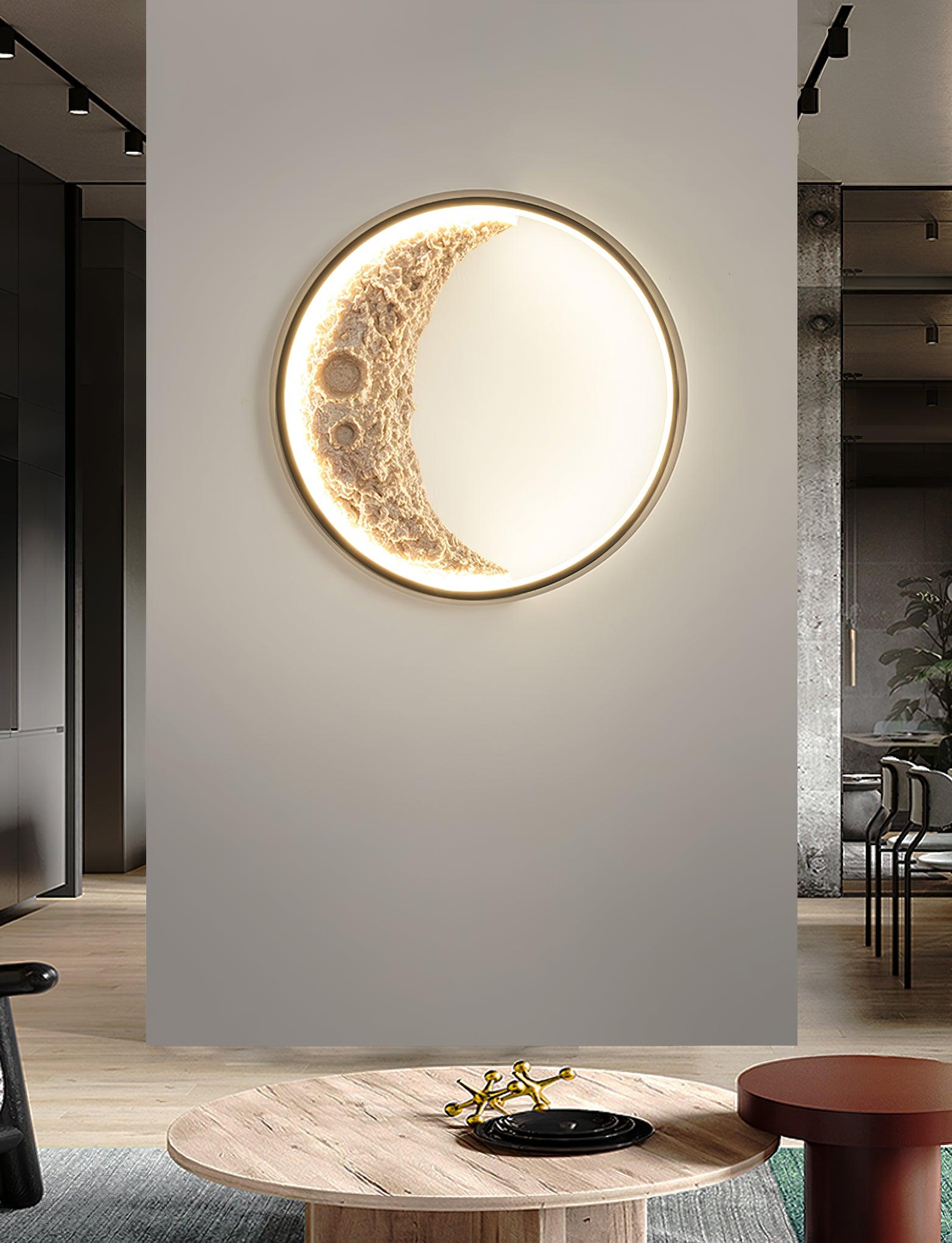 Modern 3D Moon Surface LED Wall Sconce Nordic Crescent Indoor Lighting for Bedroom and Living Room