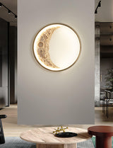 Modern 3D Moon Surface LED Wall Sconce Nordic Crescent Indoor Lighting for Bedroom and Living Room