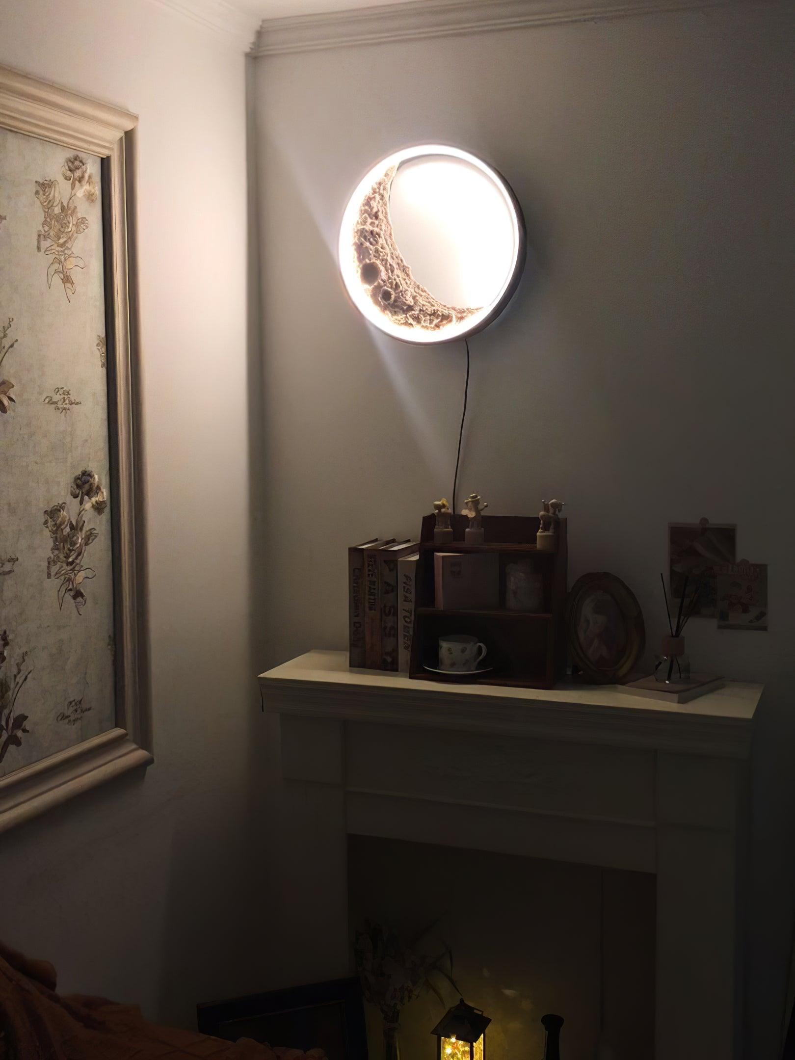 Modern 3D Moon Surface LED Wall Sconce Nordic Crescent Indoor Lighting for Bedroom and Living Room