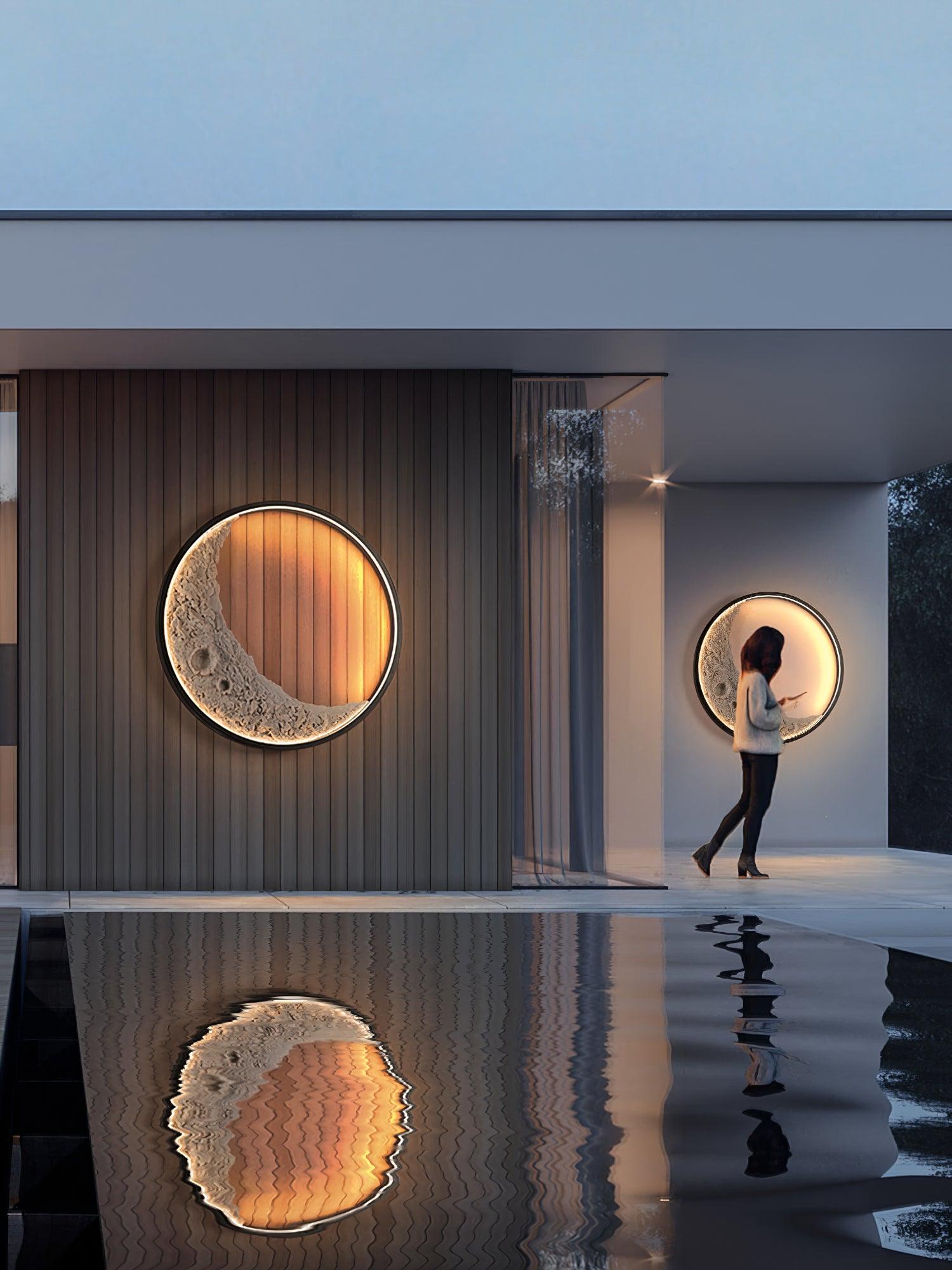Modern 3D Moon Surface LED Wall Sconce Nordic Crescent Indoor Lighting for Bedroom and Living Room