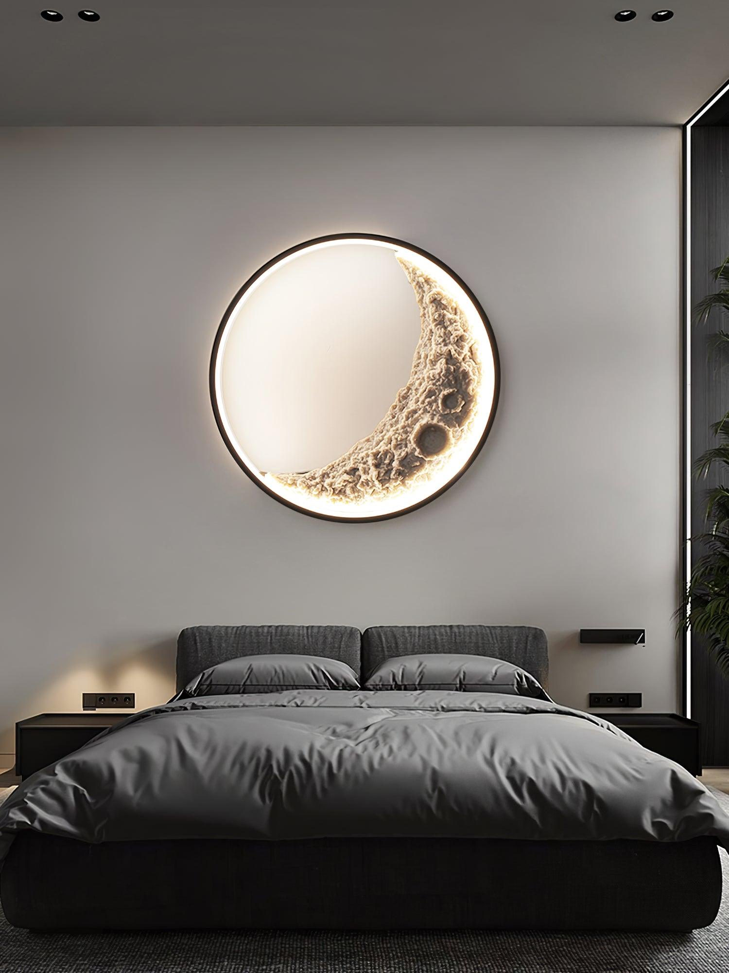 Modern 3D Moon Surface LED Wall Sconce Nordic Crescent Indoor Lighting for Bedroom and Living Room