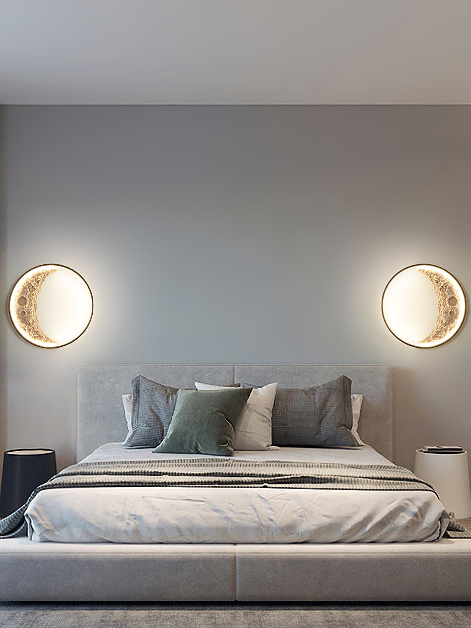 Modern 3D Moon Surface LED Wall Sconce Nordic Crescent Indoor Lighting for Bedroom and Living Room