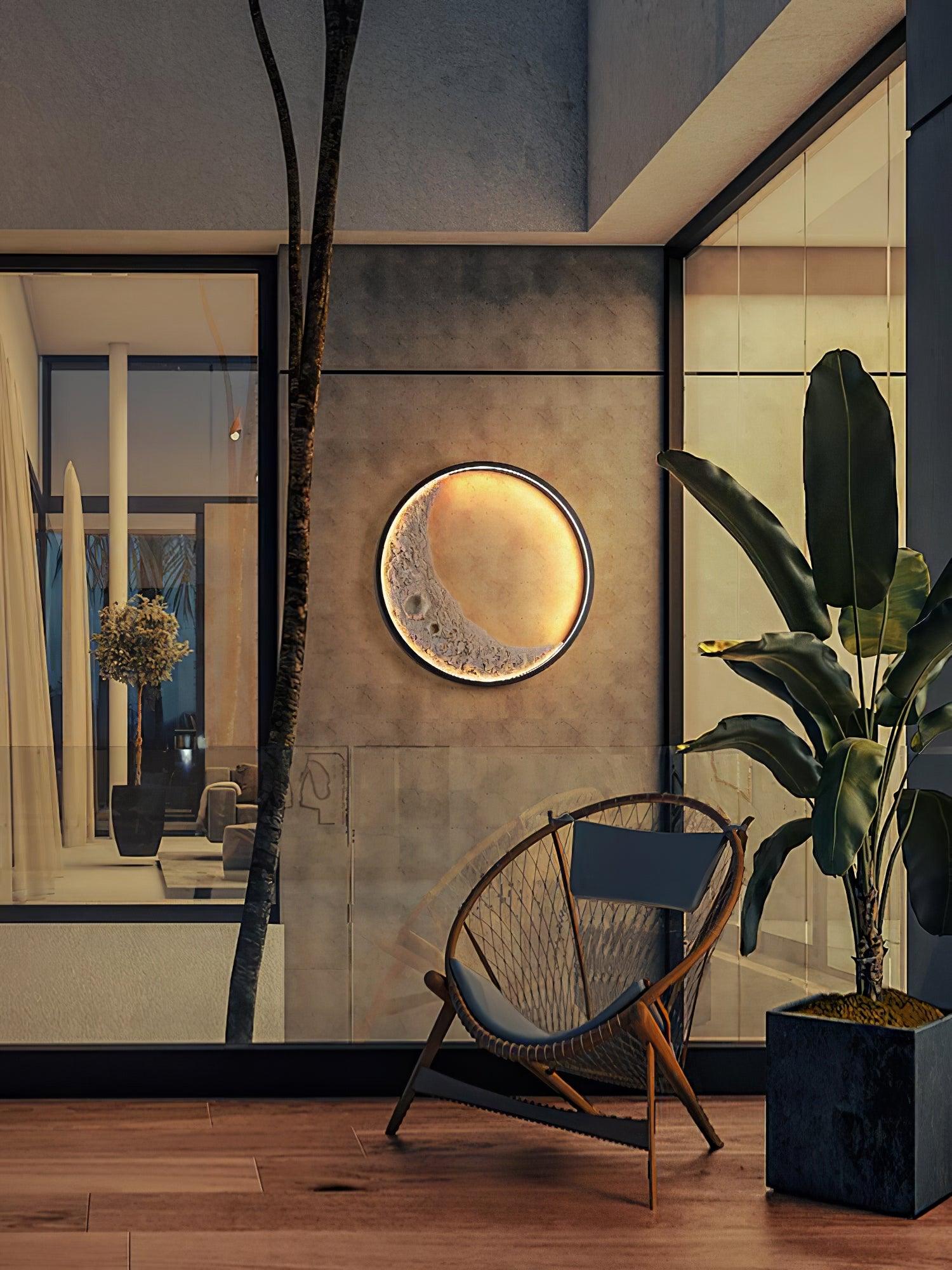 Modern 3D Moon Surface LED Wall Sconce Nordic Crescent Indoor Lighting for Bedroom and Living Room