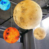 Modern 3D Planet Ball Resin Pendant Light for Celestial Bedroom and Living Room Decor