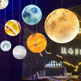 Modern 3D Planet Ball Resin Pendant Light for Celestial Bedroom and Living Room Decor