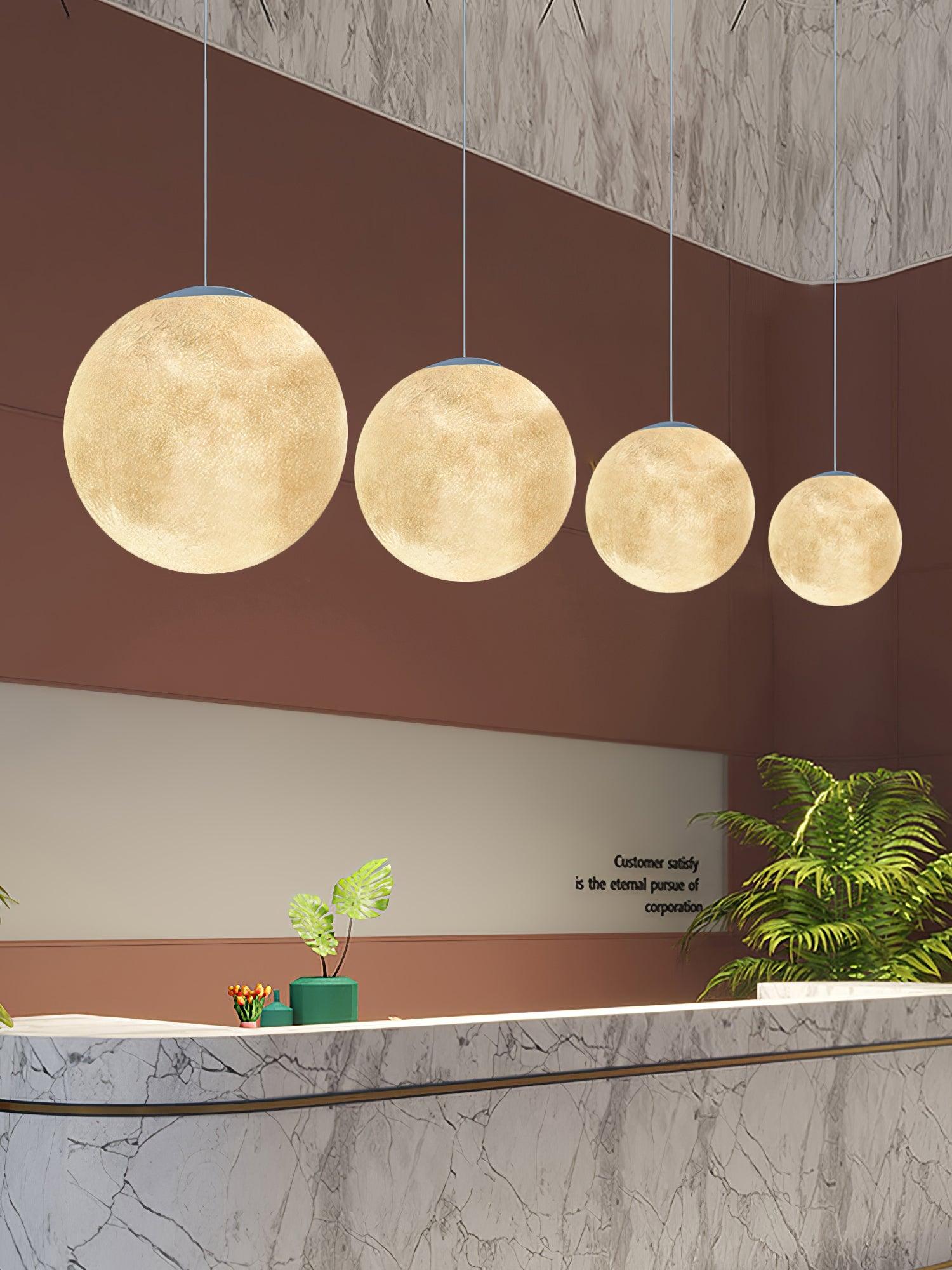 Modern 3D Planet Ball Resin Pendant Light for Celestial Bedroom and Living Room Decor