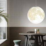 Modern 3D Printed Moon Pendant Light White Lunar Ceiling Lamp for Bedroom and Dining Room