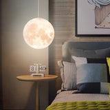 Modern 3D Printed Moon Pendant Light White Lunar Ceiling Lamp for Bedroom and Dining Room