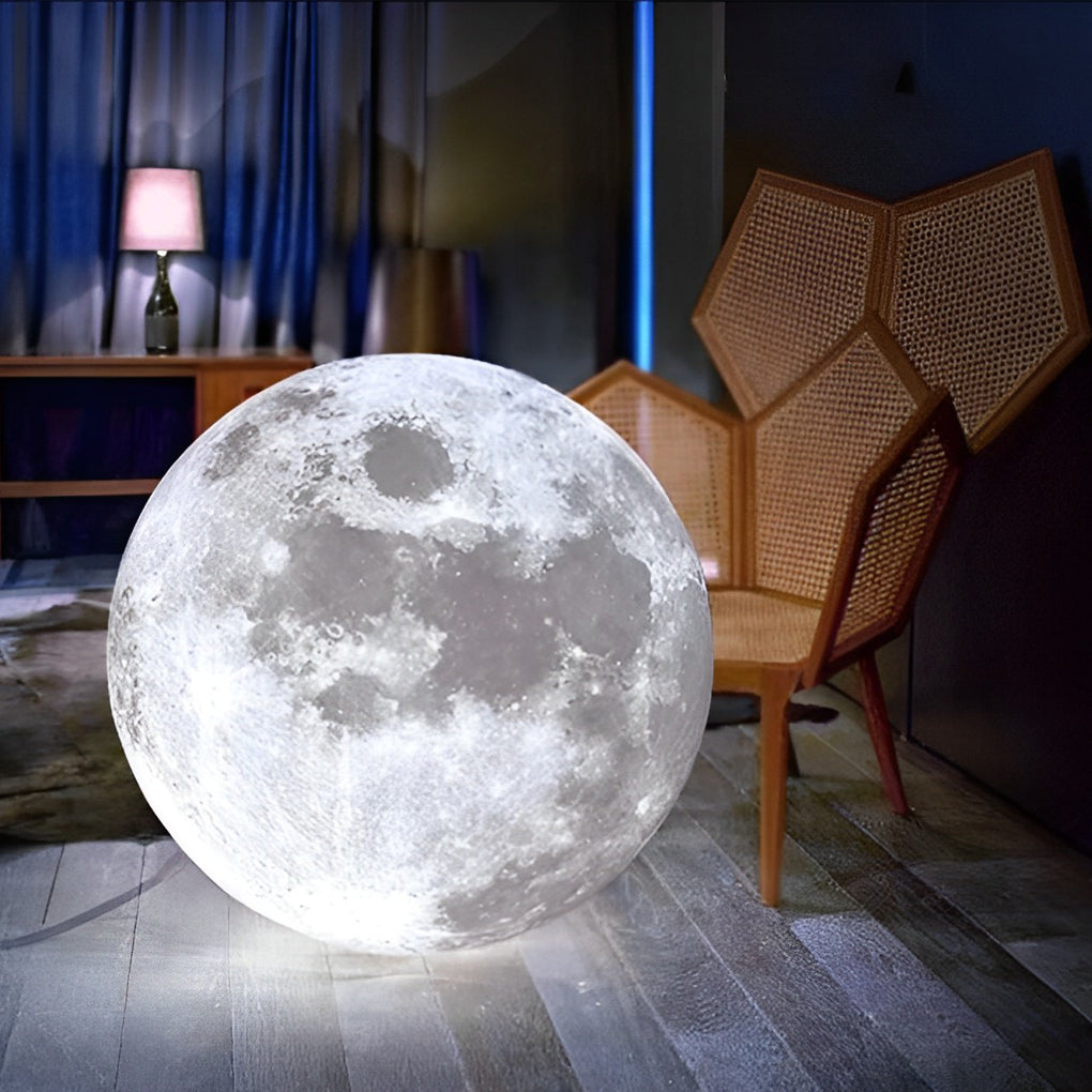 Modern 3D Printed Moon Pendant Light White Lunar Ceiling Lamp for Bedroom and Dining Room