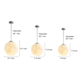Modern 3D Printed Moon Pendant Light White Lunar Ceiling Lamp for Bedroom and Dining Room