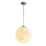 Modern 3D Printed Moon Pendant Light White Lunar Ceiling Lamp for Bedroom and Dining Room