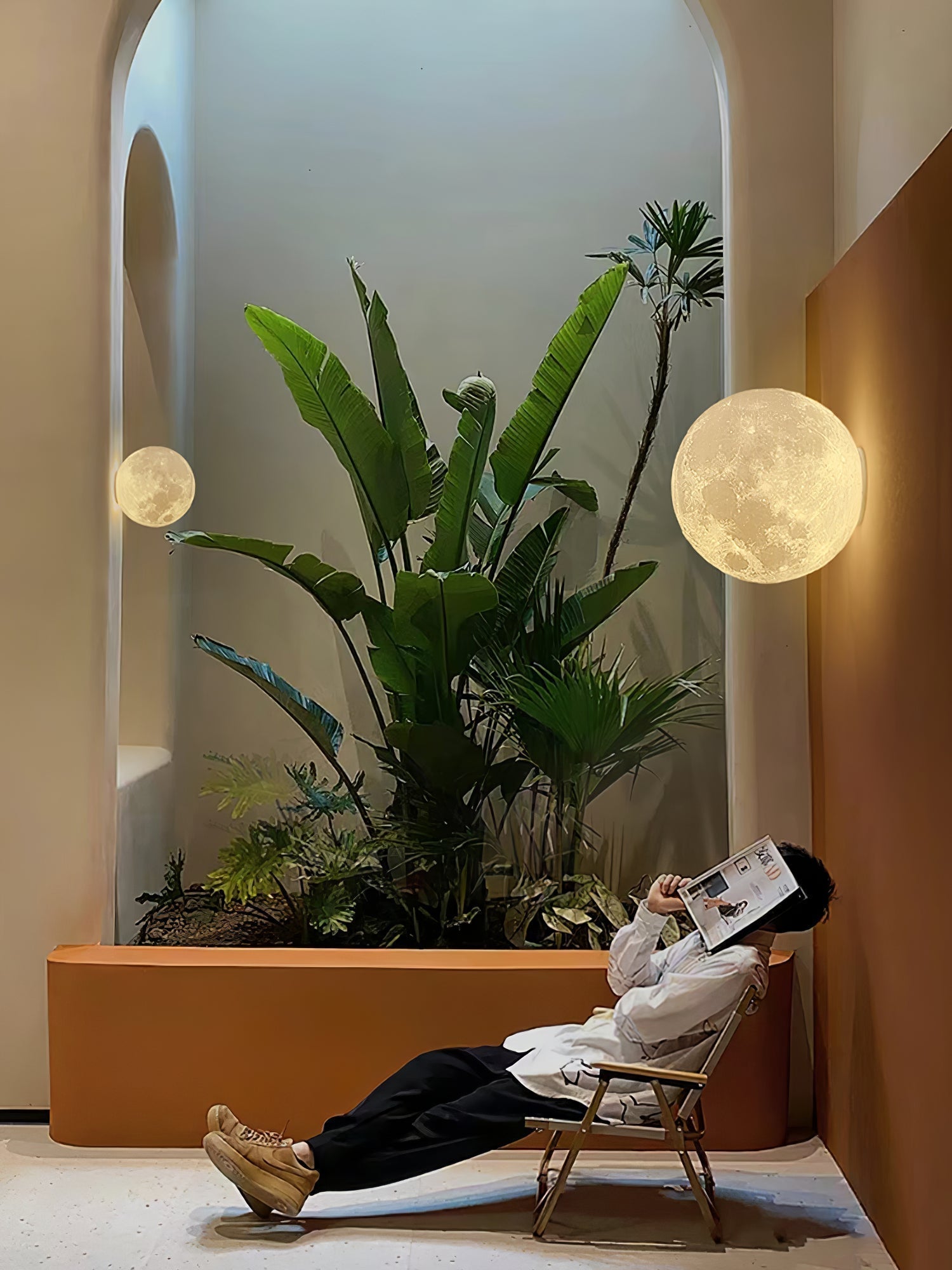 Modern 3D Printed Moon Wall Sconce Celestial LED Indoor Lighting for Bedrooms and Living Rooms