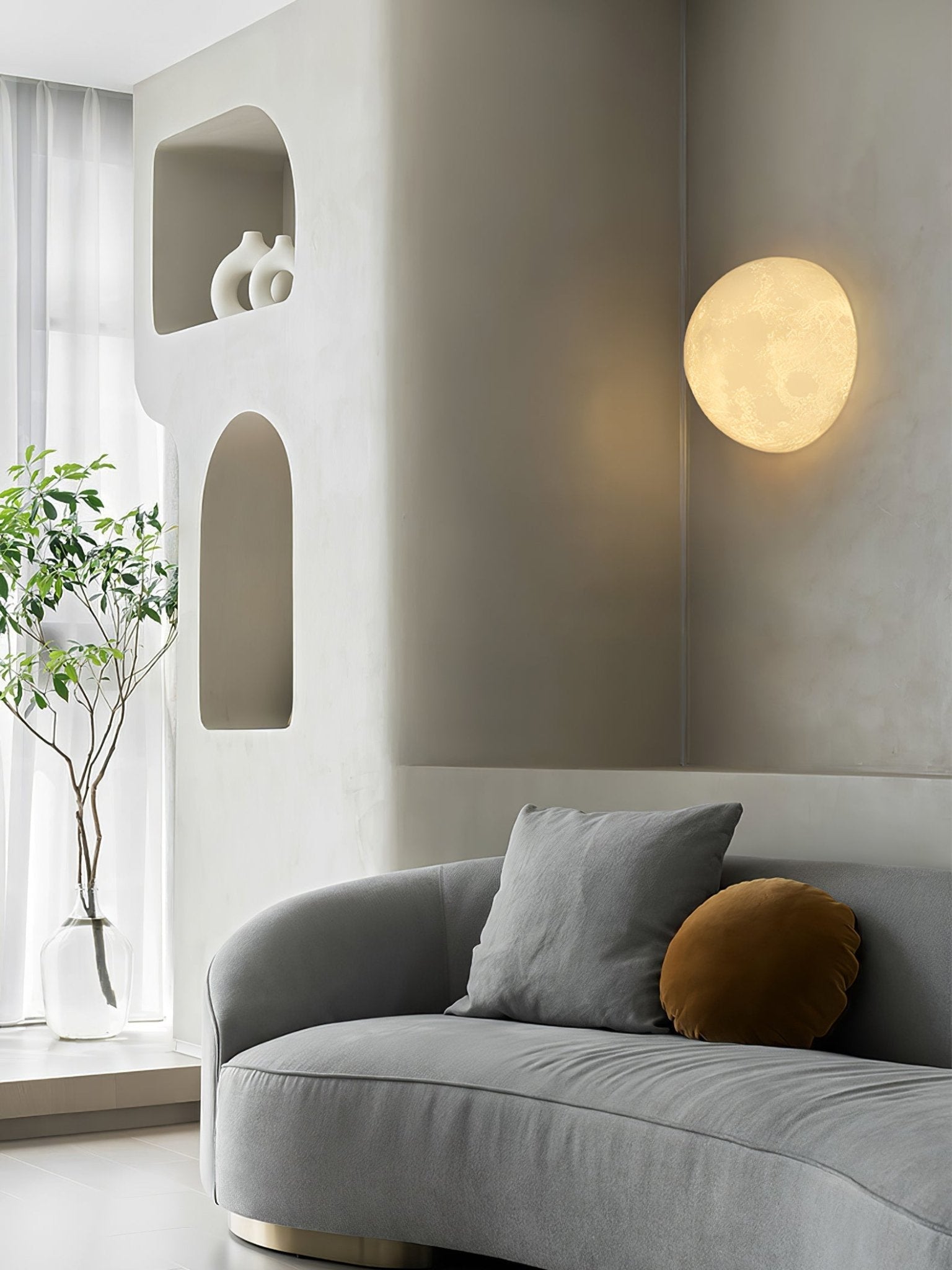 Modern 3D Printed Moon Wall Sconce Celestial LED Indoor Lighting for Bedrooms and Living Rooms