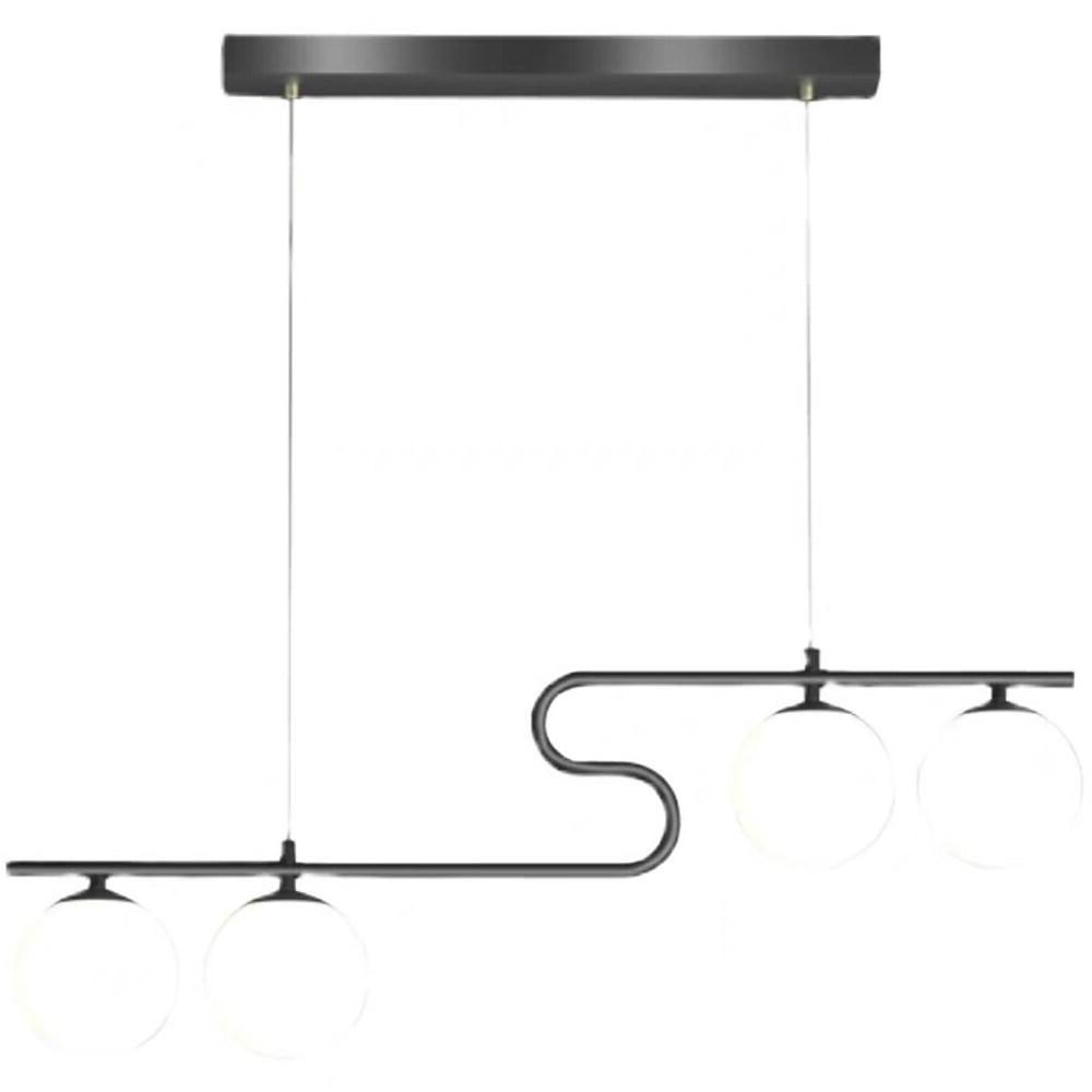 Modern 4 Light Glass Globe Chandelier with Curved Metal Arms for Dining Room Entryway