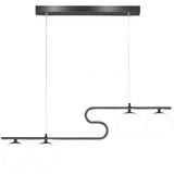 Modern 4 Light Glass Globe Chandelier with Curved Metal Arms for Dining Room Entryway