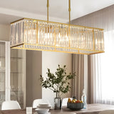 Modern 4 Light Rectangular Crystal Chandelier Dimmable Kitchen Island Pendant Lighting