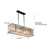 Modern 4 Light Rectangular Crystal Chandelier Dimmable Kitchen Island Pendant Lighting