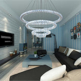 Modern 4 Ring Crystal LED Chandelier Electroplated Pendant Light Hanging Fixture