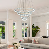 Modern 4 Ring Crystal LED Chandelier Electroplated Pendant Light Hanging Fixture