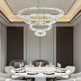Modern 4 Ring Crystal LED Chandelier Electroplated Pendant Light Hanging Fixture