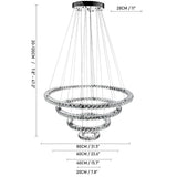 Modern 4 Ring Crystal LED Chandelier Electroplated Pendant Light Hanging Fixture