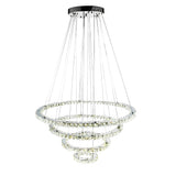 Modern 4 Ring Crystal LED Chandelier Electroplated Pendant Light Hanging Fixture