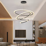 Modern 4 Ring Geometric LED Chandelier Pendant Light for Dining Room and Living Room Island Lighting