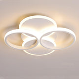 Modern 4 Ring Geometric LED Flush Mount Ceiling Light Low Profile Round Fixture for Living Room 20 Inch
