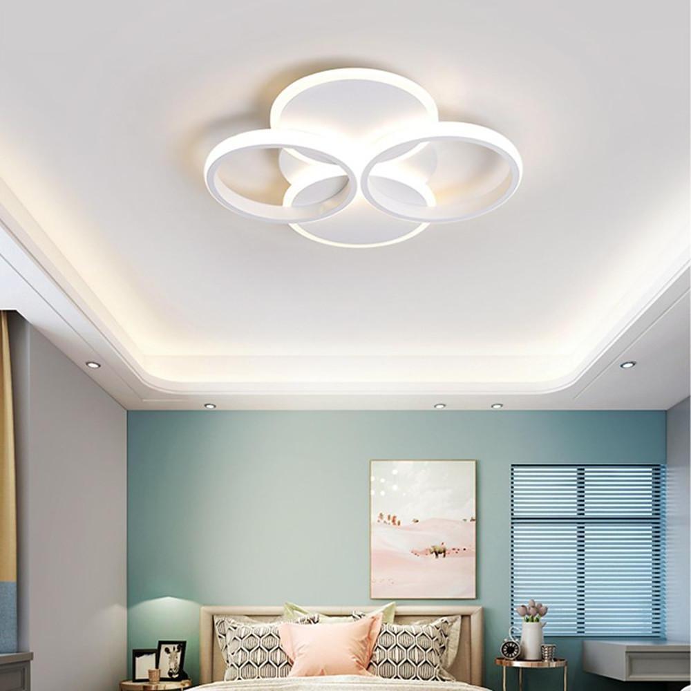 Modern 4 Ring Geometric LED Flush Mount Ceiling Light Low Profile Round Fixture for Living Room 20 Inch