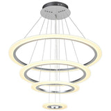 Modern 4 Ring LED Chandelier Dimmable Adjustable Height Pendant Ceiling Light