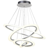 Modern 4 Ring LED Chandelier Dimmable Adjustable Height Pendant Ceiling Light