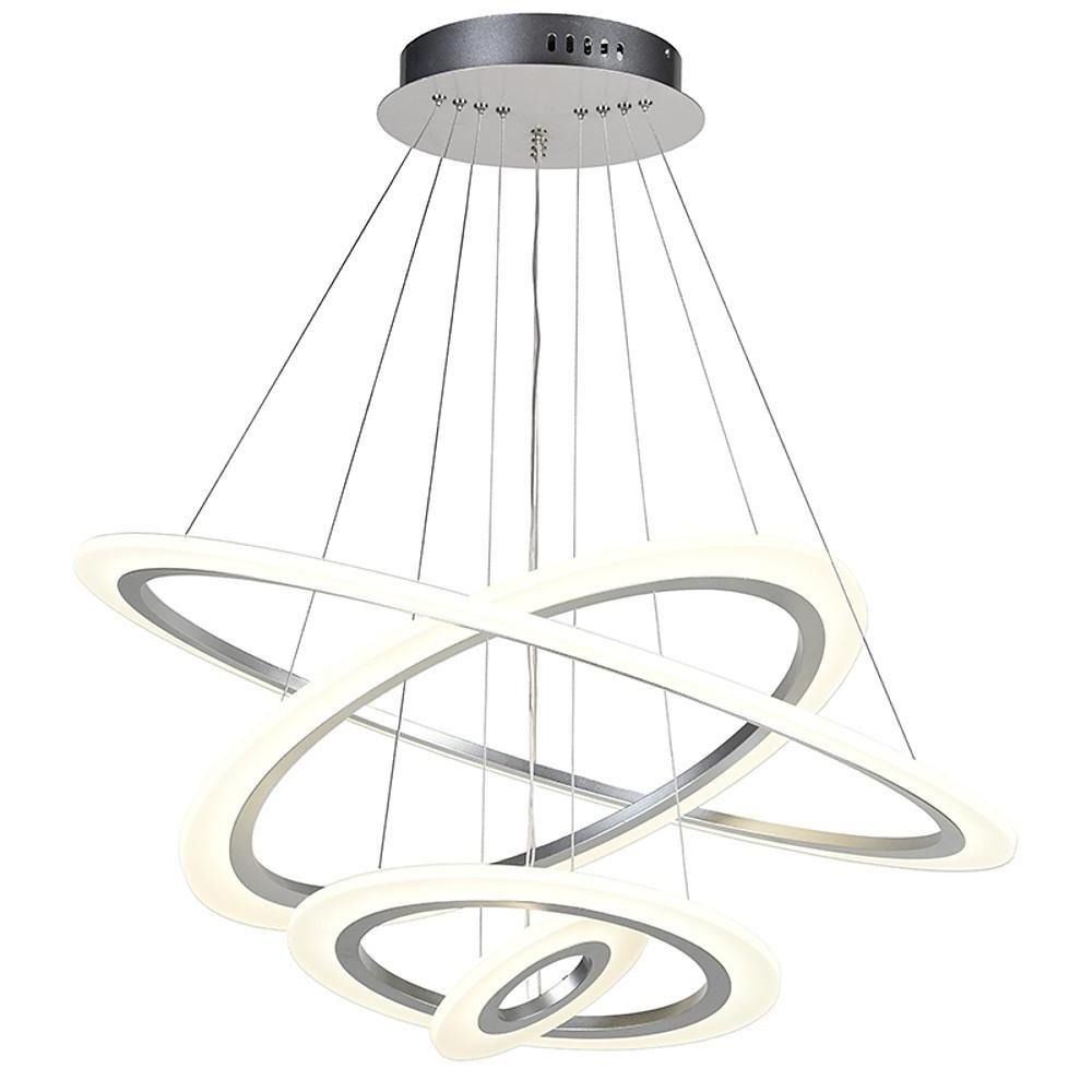 Modern 4 Ring LED Chandelier Dimmable Adjustable Height Pendant Ceiling Light