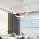 Modern 4 Ring LED Chandelier Dimmable Mid Century Circle Pendant Lighting with Remote