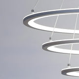 Modern 4 Ring LED Chandelier Dimmable Mid Century Circle Pendant Lighting with Remote