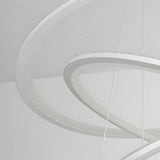 Modern 4 Ring LED Chandelier Dimmable Mid Century Circle Pendant Lighting with Remote