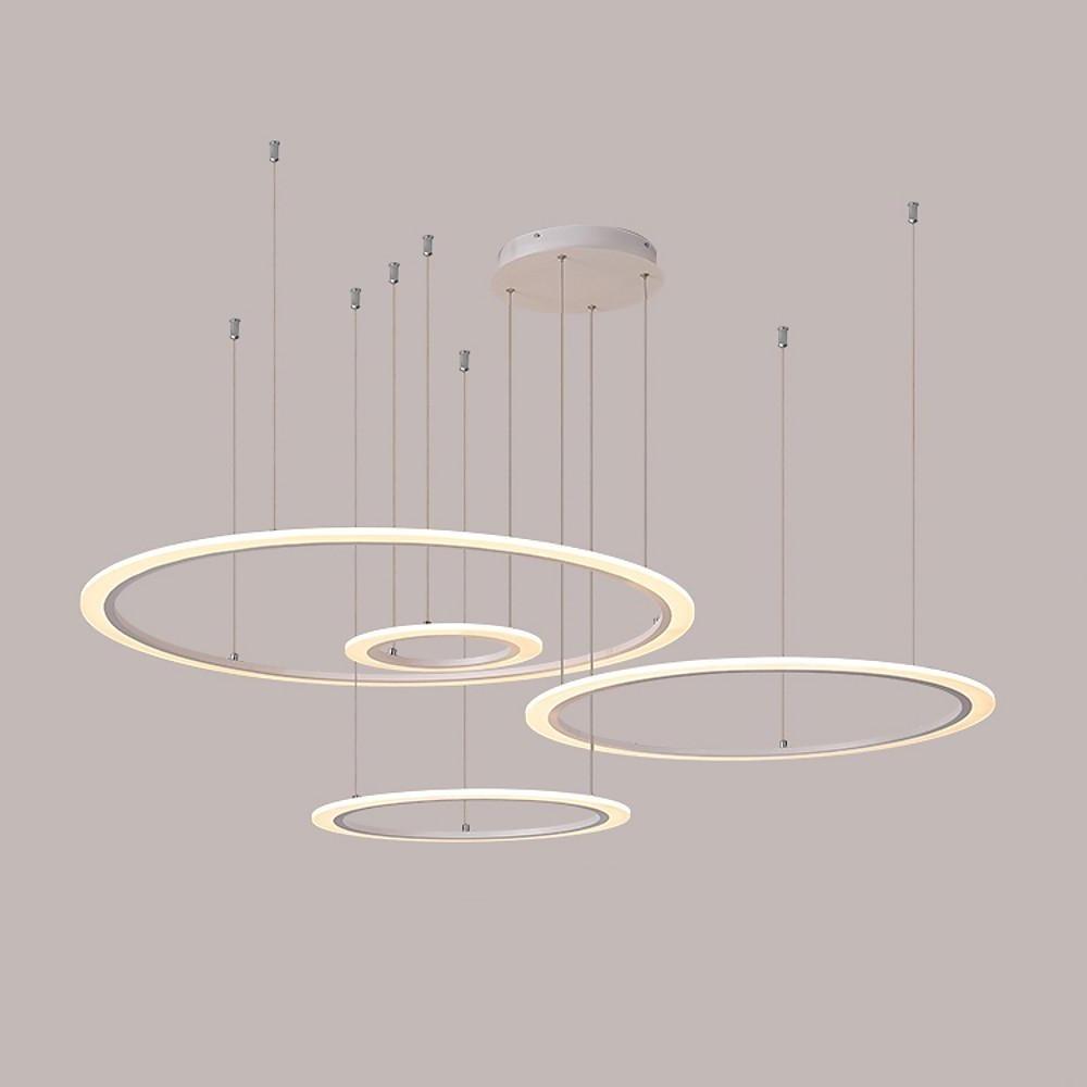 Modern 4 Ring LED Geometric Pendant Light Acrylic and Metal Multi Circle Chandelier
