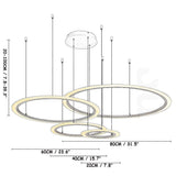 Modern 4 Ring LED Geometric Pendant Light Acrylic and Metal Multi Circle Chandelier