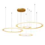 Modern 4 Ring LED Pendant Light Dimmable Geometric Artistic Chandelier for Dining Living Room