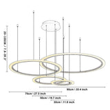 Modern 4 Ring LED Pendant Light Dimmable Geometric Artistic Chandelier for Dining Living Room