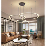 Modern 4 Ring LED Pendant Light Geometric Hanging Chandelier for Living Room and Dining Areas