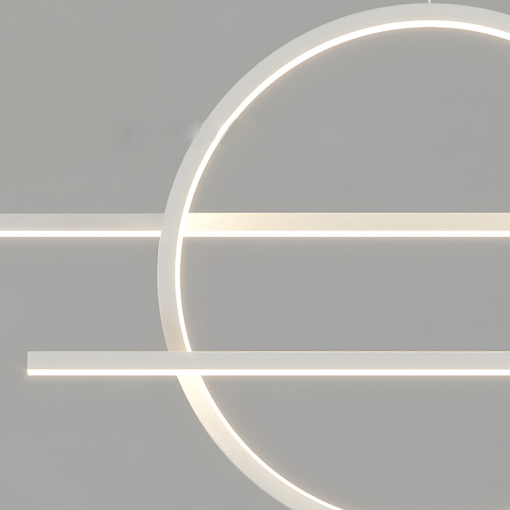 Modern 40 Inch Dimmable Ring Linear LED Island Chandelier Nordic Style Dining Room Pendant Light