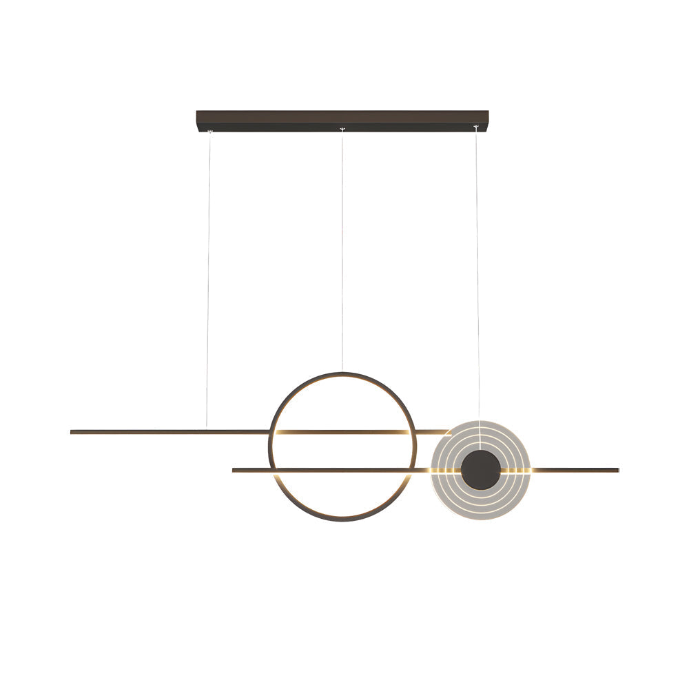 Modern 40 Inch Dimmable Ring Linear LED Island Chandelier Nordic Style Dining Room Pendant Light