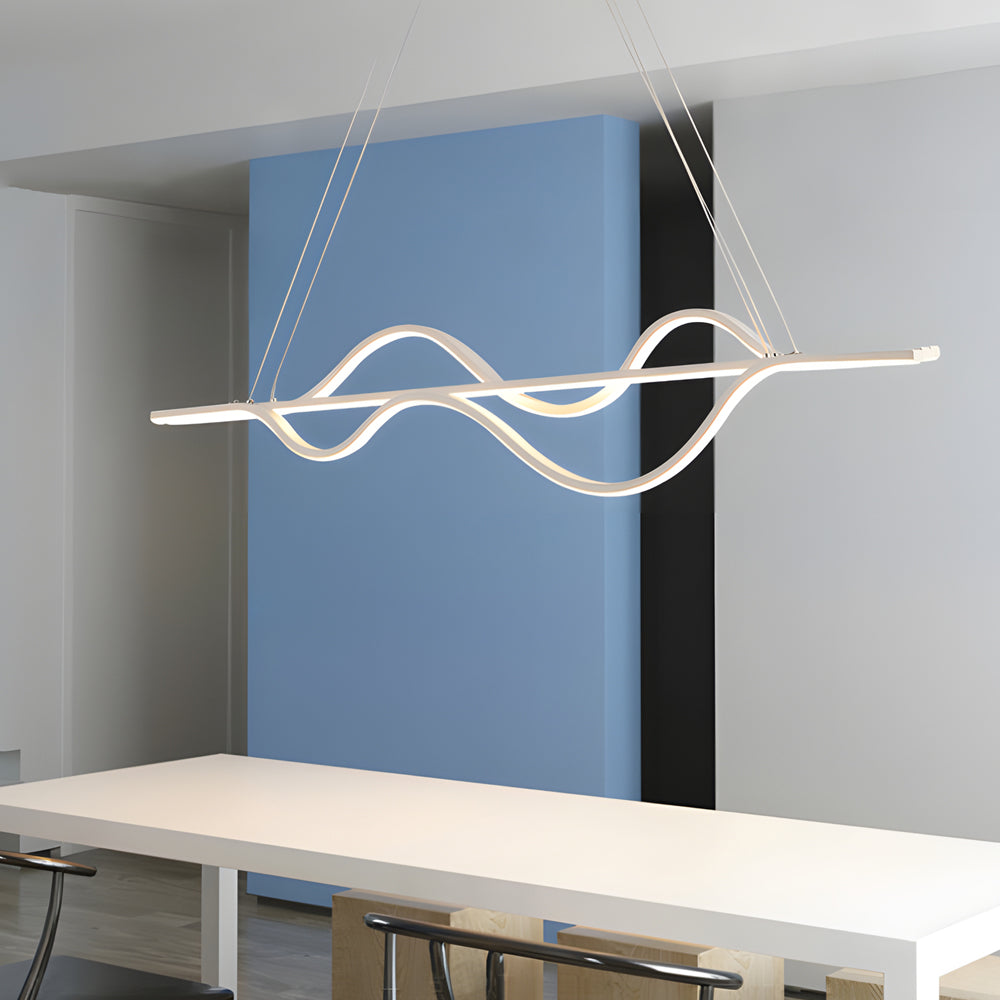 Modern 40 Inch Wave LED Pendant Light Dimmable Chandelier for Kitchen Island and Dining Room