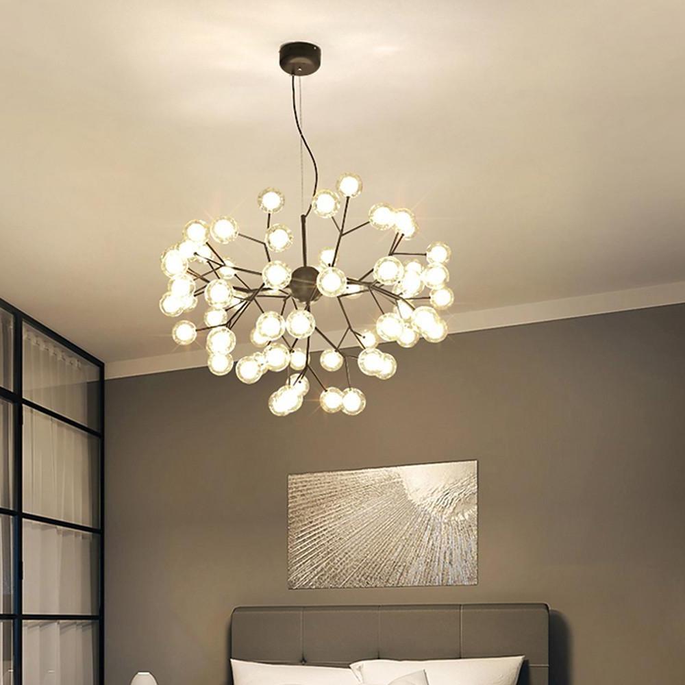 Modern 45 Light LED Branching Glass Globe Chandelier Sputnik Cluster Pendant Ceiling Fixture